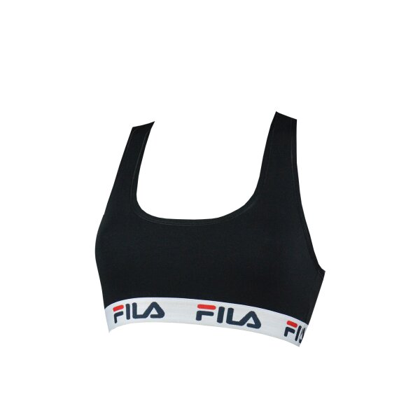FILA Damen Bustier -  ungepolsterter Bra, ohne Bügel, Baumwolle, einfarbig schwarz XS (X-Small)