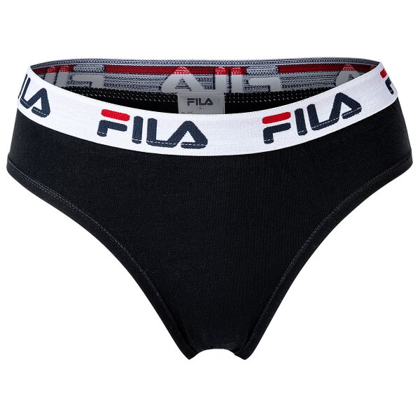 FILA Ladies Brief - Regular Waist, wide Logo Waistband, Cotton, unicoloured black XS (X-Small)
