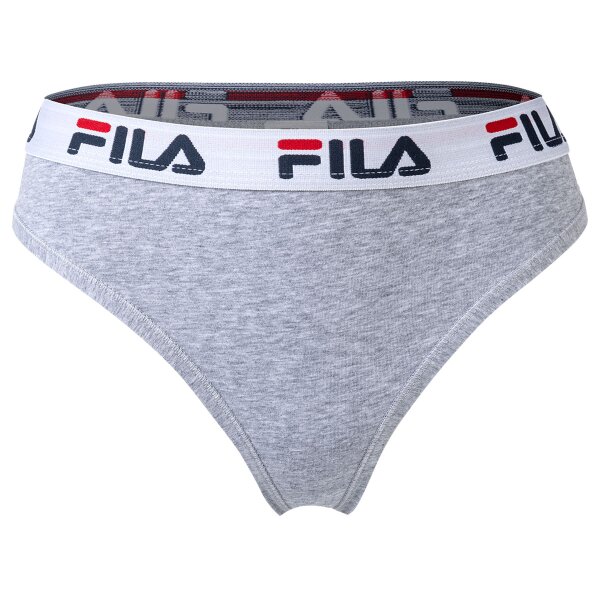 FILA Damen Slip - Regular Waist, Brief mit breitem Logo-Bund, Baumwolle, einfarbig grau XL (X-Large)