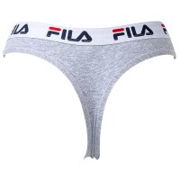 FILA Damen String - Regular Waist, breiter Logo-Bund, Baumwolle, einfarbig grau XS (X-Small)