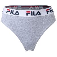 FILA Damen String - Regular Waist, breiter Logo-Bund, Baumwolle, einfarbig grau M (Medium)