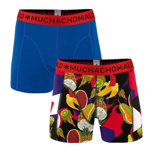 MUCHACHOMALO Herren Boxer Shorts, 2er Pack - Pants im Doppelpack, GMO, Obst, blau/rot S (Small)