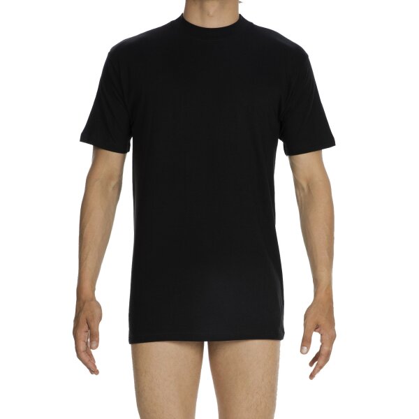 HOM Mens T-Shirt Crew Neck - Tee Shirt Harro New, short Sleeve, round Neck, one coloured black S (Small)