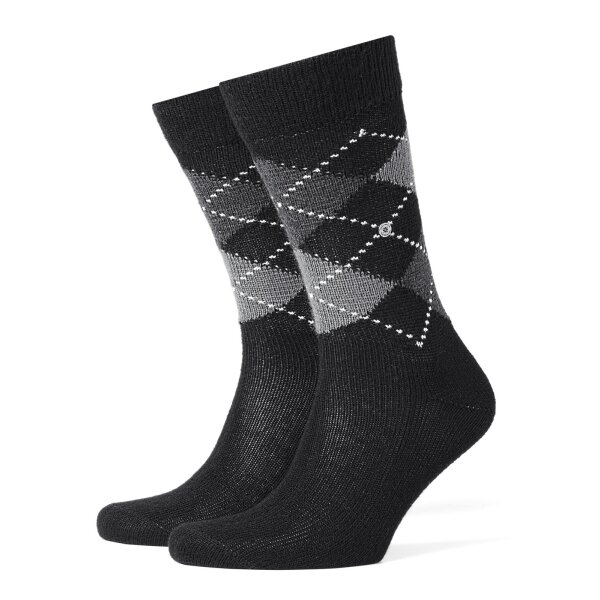 Burlington Herren Socken PRESTON - Rautenmuster, soft, Clip, One Size, 40-46 schwarz/grau