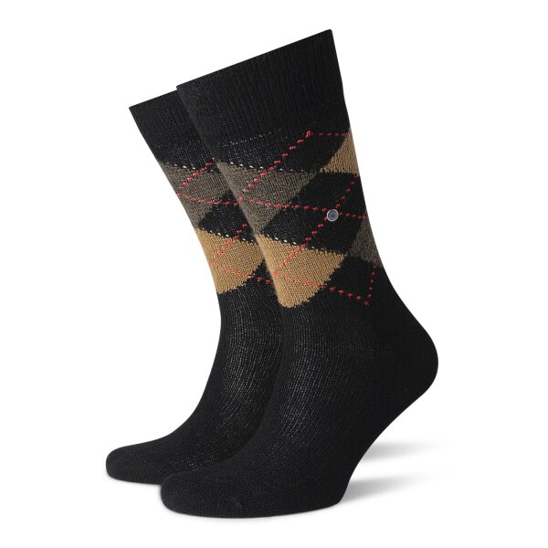Burlington Mens Socks PRESTON - diamond pattern, soft, clip, One Size, 40-46 black/brown