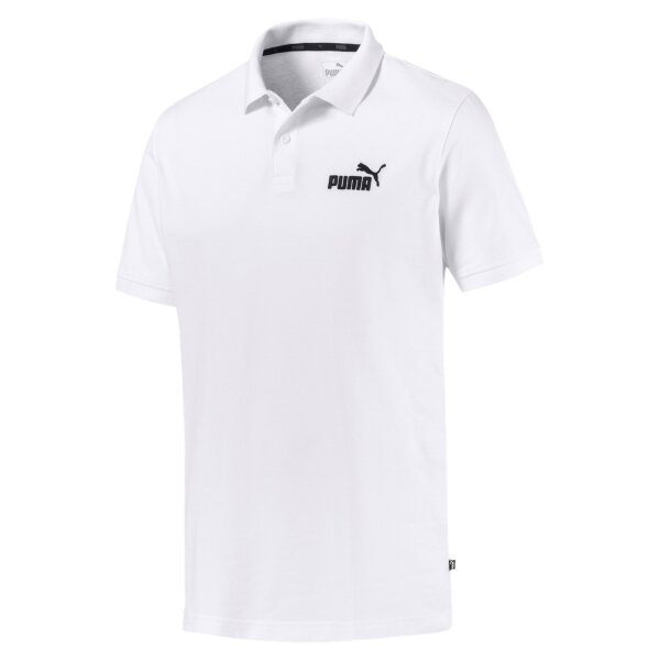 PUMA Mens Polo Shirt - Pique, Stretch Cotton, Short Sleeve, Unicoloured White L ( Large)