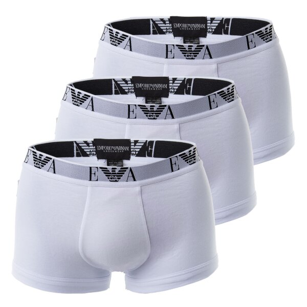 EMPORIO ARMANI Mens Shorts Pack of 3 - Trunks, Pants, Underwear, Stretch Cotton white XL (X-Large)