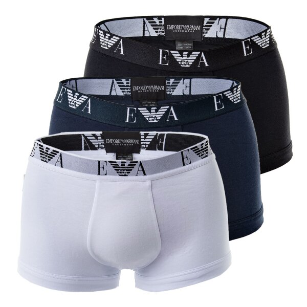 EMPORIO ARMANI Herren Shorts 3er Pack - Trunks, Pants, Unterwäsche, Stretch Cotton weiß/schwarz/marine XXL