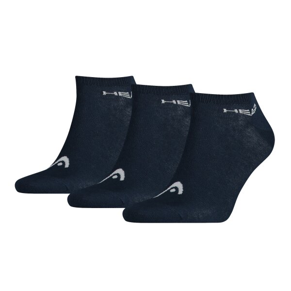 HEAD Unisex Sneakersocken, 3er Pack - weicher Baumwollmix, einfarbig Blau 35-38