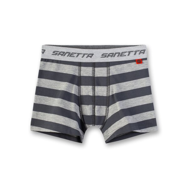 Sanetta Jungen Shorts - Pants, Unterhose, grau gestreift 128 (6-7 Jahre)