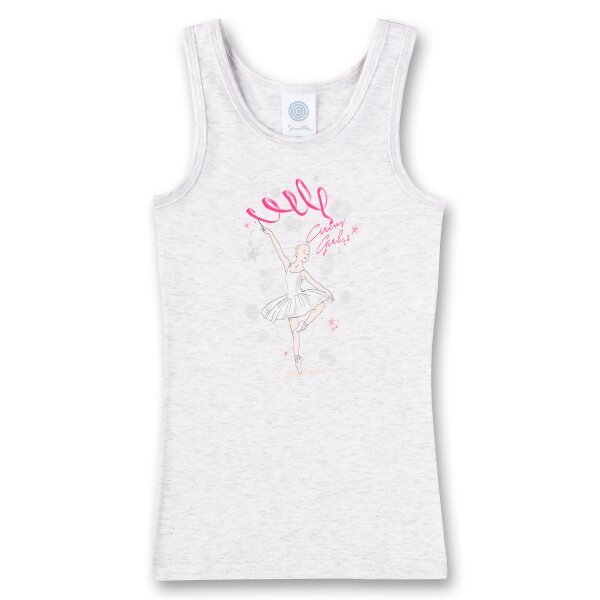 Sanetta Mädchen Unterhemd - Shirt ohne Arme, Top, grau mit Ballerina Print