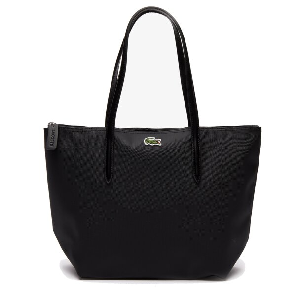 LACOSTE Damen Handtasche mit Reißverschluss - Small Zip Tote Bag, 24,5x24,5x14,5cm (BxHxT) Schwarz