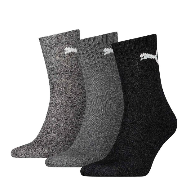 PUMA Unisex Sport Socks, 3 Pairs - Short Crew Socks, Tennis Socks, plain Grey 35-38 (UK 2.5-5)