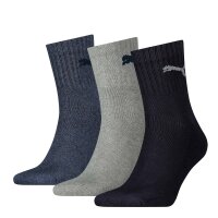 PUMA Unisex Sport Socks, 3 Pairs - Short Crew Socks, Tennis Socks, plain Blue/grey 47-49 (UK 12-14)