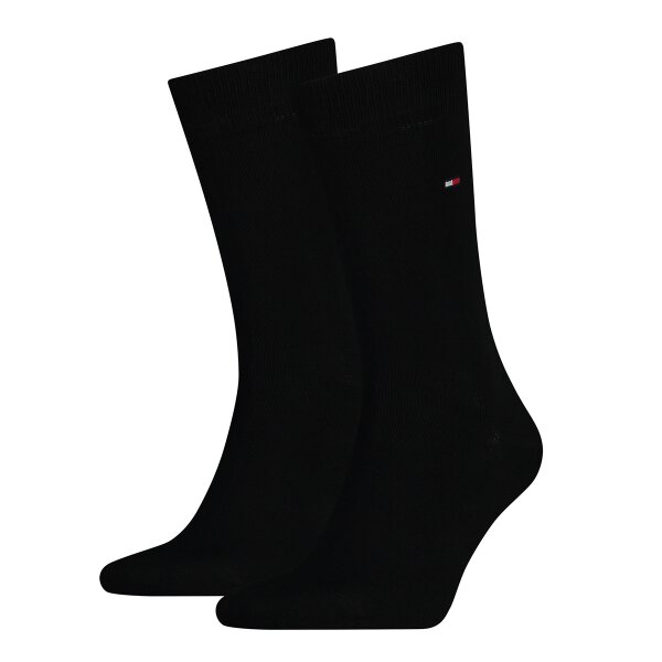 TOMMY HILFIGER Men Socks, Pack of 2 - Classic, Stockings, plain Black 43-46