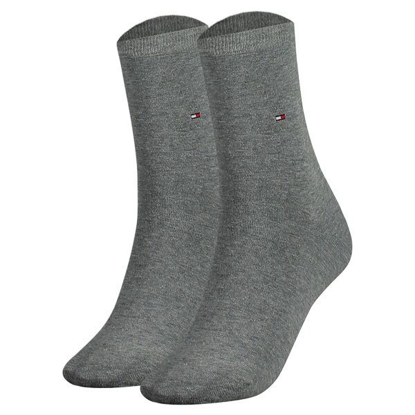 TOMMY HILFIGER Damen Socken, 2er Pack - Classic, Strümpfe, einfarbig Hellgrau 35-38
