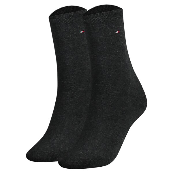 TOMMY HILFIGER Women Socks, Pack of 2 - Classic, Stockings, plain Grey 35-38