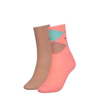 TOMMY HILFIGER Women Socks, Pack of 2 - Check Sock, Stockings, Diamonds