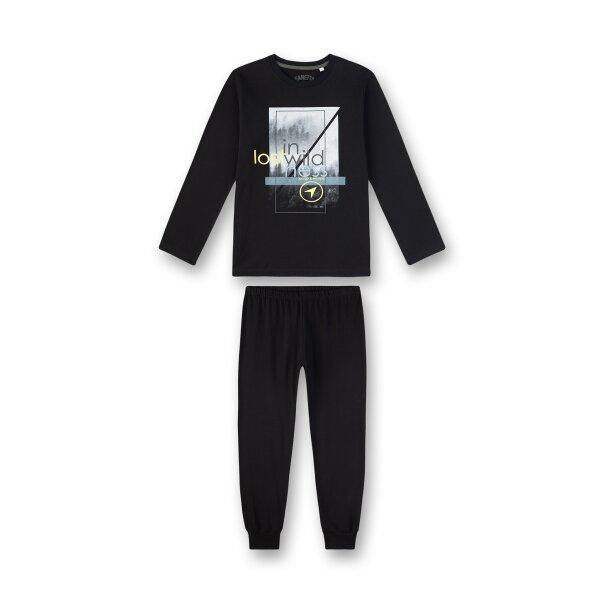 Sanetta Boys Pyjamas Set - long, Children, 2-Piece, 140-176, black 140 (8-9 years)