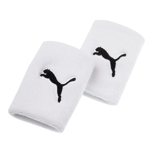 PUMA Unisex Wristband long Pack of 2 - Sweatband, Running & Training, Puma Logo White