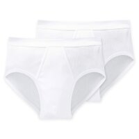 SCHIESSER mens briefs pack of 2 - double rib, sports briefs, cotton essentials, white M (Medium)