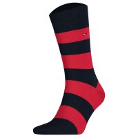 TOMMY HILFIGER Men Socks, Pack of 2 - Rugby Sock, Stockings, Stripes, uni/striped Red 39-42