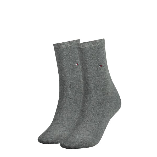 TOMMY HILFIGER Women Socks, Classic, Stockings, plain, economic Pack Light grey 35-38