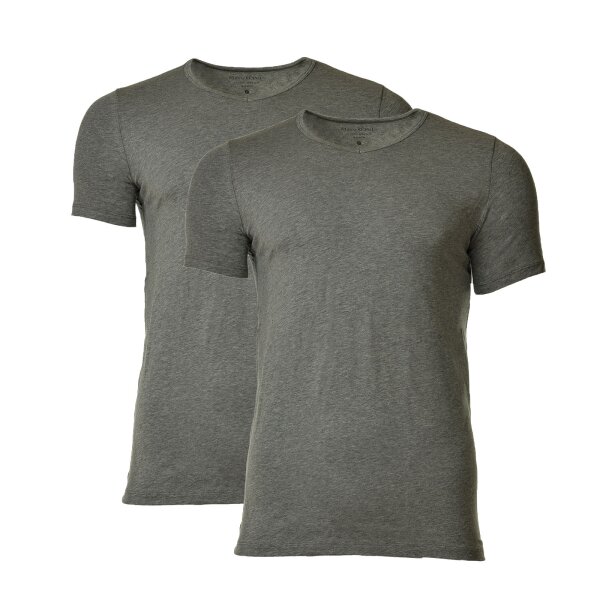 Marc O Polo Herren T-Shirt, V-Neck, Halbarm, Cotton Stretch, Vorteilspack Grau S 2er Pack (1 x 2P)