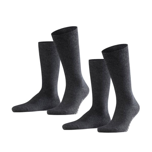 FALKE Herren Socken Swing - Herren, Strümpfe, Unifarben, 39-46, Vorteilspack Anthrazit 39-42 2er Pack
