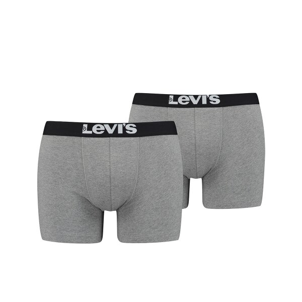 Levis Mens Solid Basic Boxer, Pack of 2, Boxer Shorts, Logo Waistband Grey S (Small)