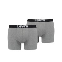 Levis Herren Boxershorts, 2er Pack - Solid Basic Boxer, Logobund Grau S