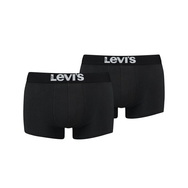 Levis Mens Solid Basic Trunk, Boxer Shorts, Logo Waistband Black L (Large) 2er Pack (1 x 2P