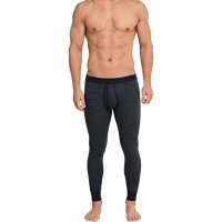 SCHIESSER Mens underpants long - Original fine rib melange, Long Johns, fly Dark blue M (Medium)
