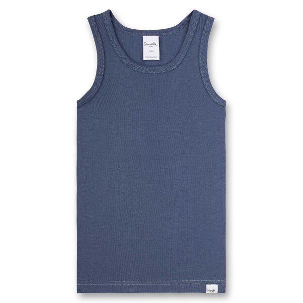 Sanetta Boys Undershirt - Shirt without Sleeves, Organic Cotton, plain Blue 104 (3 Years)