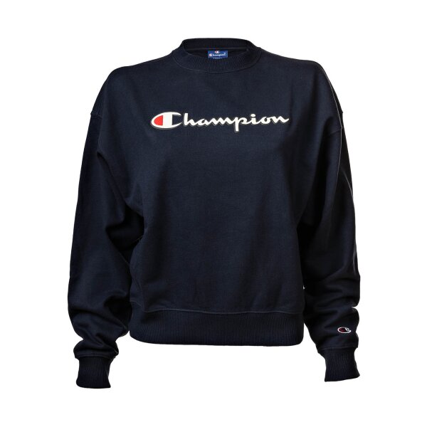 Champion Damen Sweatshirt - Crewneck, Unifarben, Logo-Print, Rundhals, Langarm