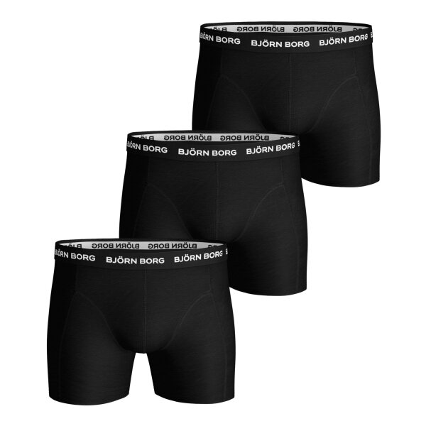BJÖRN BORG Herren Boxershorts 3er Pack - Pants, Cotton Stretch, Logobund schwarz S