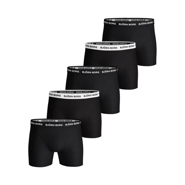 BJÖRN BORG Herren Boxershorts 5er Pack - Pants, Cotton Stretch, Logobund schwarz S