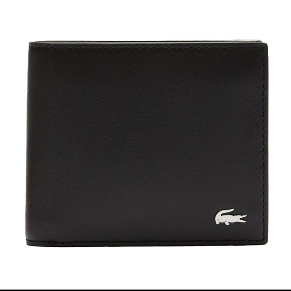 LACOSTE Mens Wallet, Genuine Leather - M Billfold Coin, 9,5x11,5x3cm (HxLxW) Black