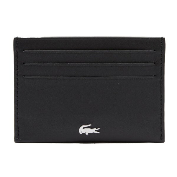 LACOSTE Herren Kreditkartenhülle, echtes Leder - Credit Card Holder, 7,5x11x1cm (HxLxB) Schwarz