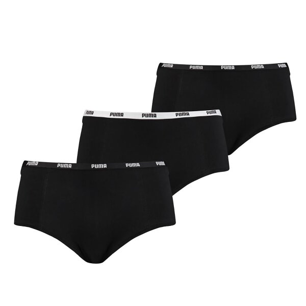 PUMA Damen Iconic Mini Shorts, 3er Pack - Soft Cotton Stretch Schwarz L
