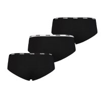 PUMA Ladies Iconic Hipster, Pack of 3 - Soft Cotton Stretch Black L (Large)