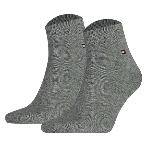 TOMMY HILFIGER Mens Quarter Socks, 2-pack - Sneaker, Plain, 39-49 Grey 47-49