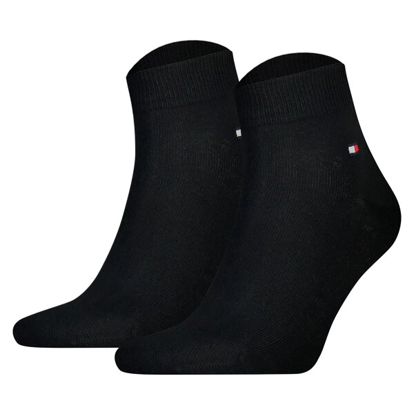 TOMMY HILFIGER Herren Quarter Socken, 2er Pack - Sneaker, Unifarben, 39-49 Schwarz 43-46