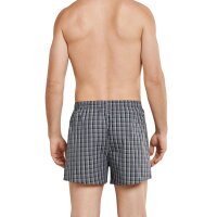 SCHIESSER mens boxer shorts 2-pack - shorts, woven fabric, check/stripe, S-2XL Black S (Small)