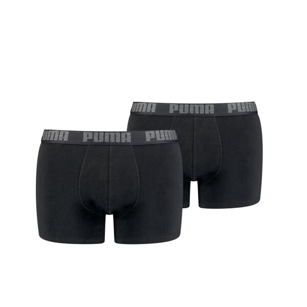 PUMA Mens Boxer Shorts, Pack of 2 - Boxers, Cotton Stretch, unicoloured Black L (Large)