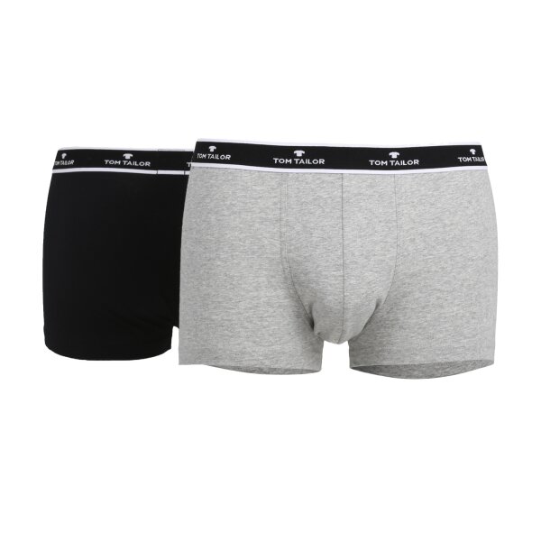 TOM TAILOR Herren Pants, 2er Pack - Short, Single Jersey, Logobund, einfarbig Grau/Schwarz XXL