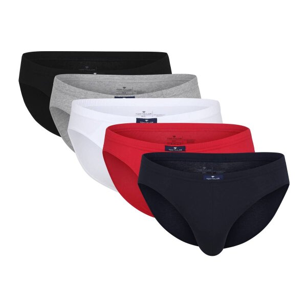 TOM TAILOR Mens Brief, 5-pack - Mini Brief, Basic, plain Blue/White/Red S (Small)