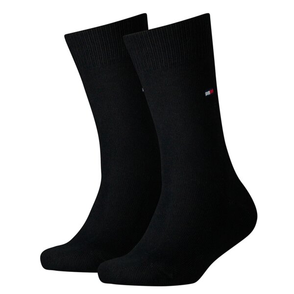TOMMY HILFIGER Kinder Socken, 2er Pack - Basic, TH, 23-42, einfarbig Schwarz 35-38