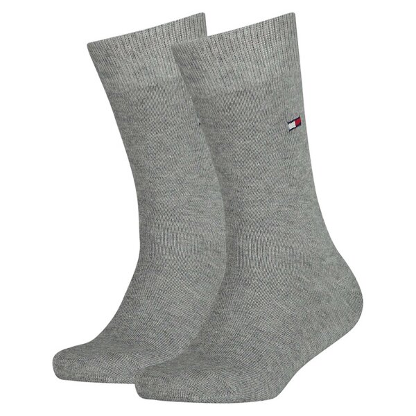 TOMMY HILFIGER Kinder Socken, 2er Pack - Basic, TH, 23-42, einfarbig Grau 27-30