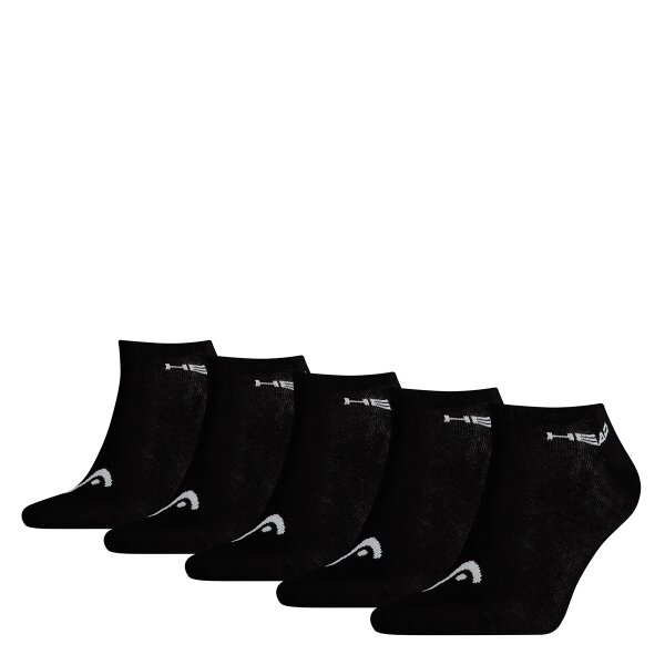 HEAD Unisex Sneaker Socken, 5er Pack - Kurzsocken, einfarbig Schwarz 35-38